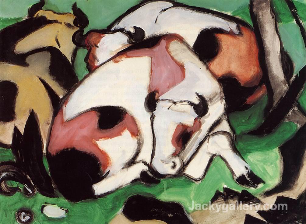 Resting Cows by Franz Marc paintings reproduction